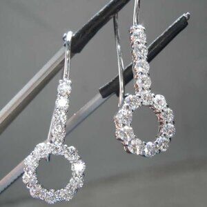 🎁Lovely 925 Silver Plated Round Long Dangle Earrings, MARR9294